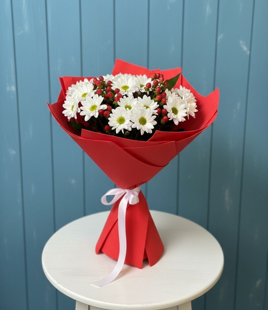 Букет ягоды на снегу в Темиртау Букет цветов из: Хризантемы в Темиртау