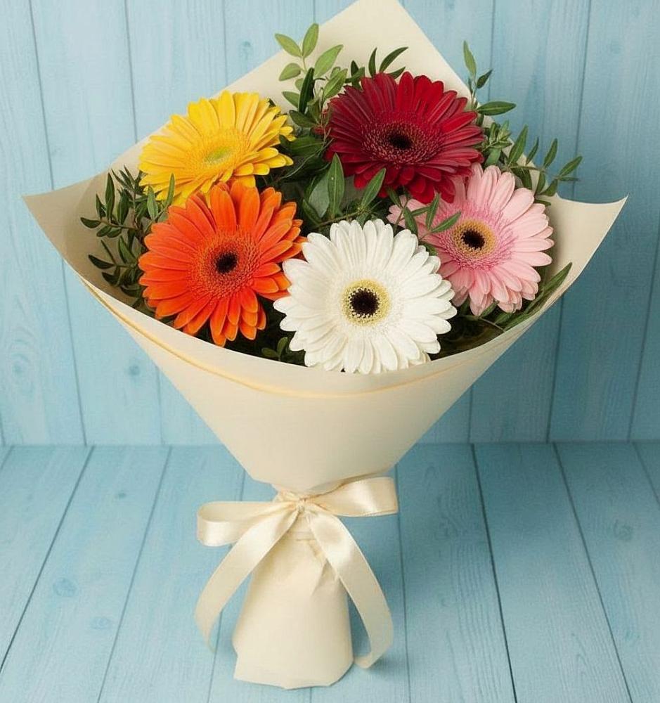 Букет праздник в Темиртау Букет цветов из: Герберы в Темиртау