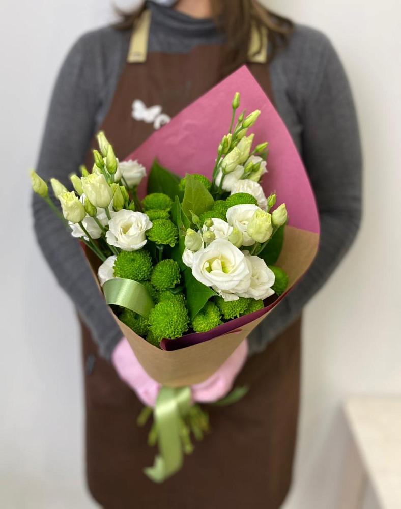 Букет цветов из: Хризантемы и Лизиантусы в Темиртау