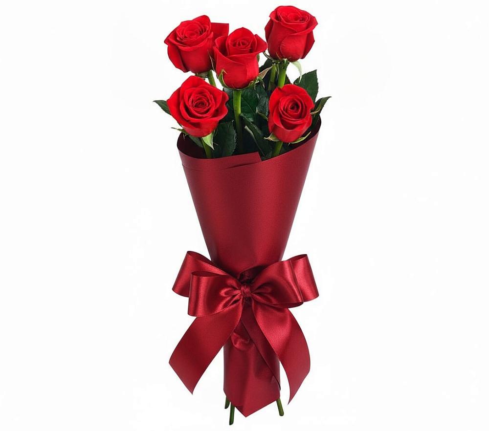 5 Красных роз Эдлесс Лав в Темиртау Букет 5 Красных роз Эдлесс Лав в Темиртау