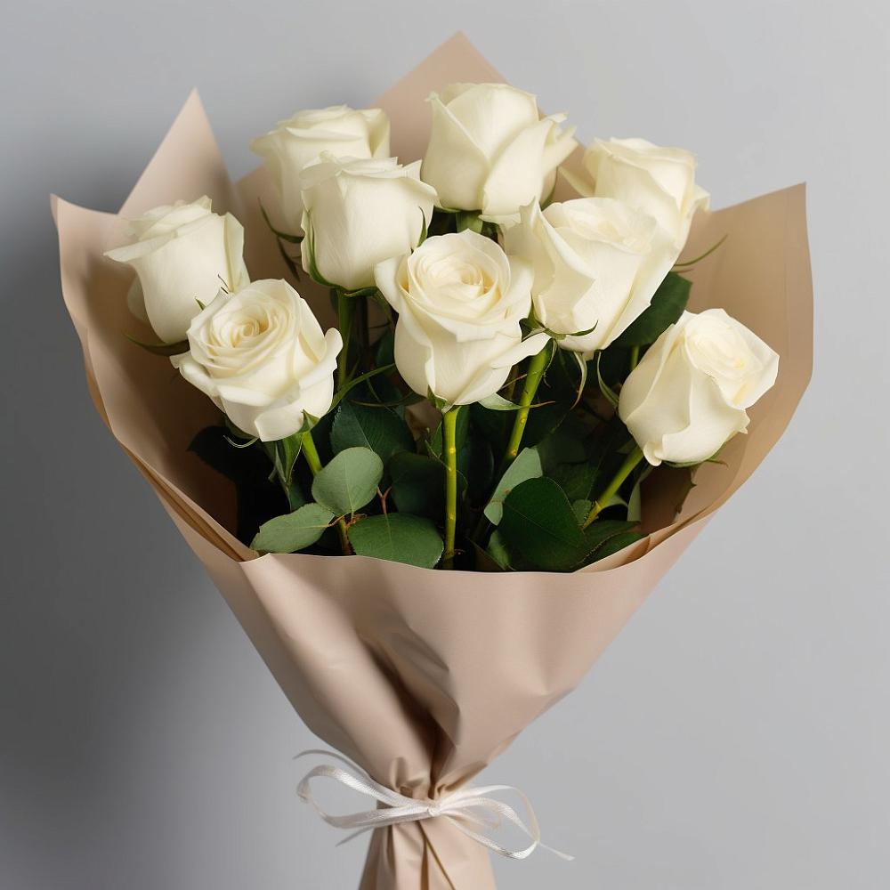 Букет 9 Белых роз Эдлесс Лав в Темиртау