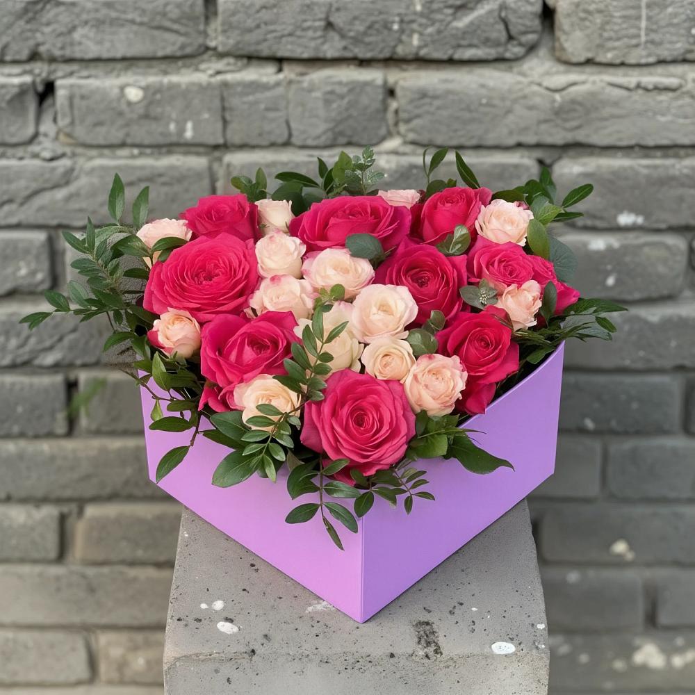 Композиция моя любовь в Темиртау Цветочная композиция из Розы в коробке в Темиртау