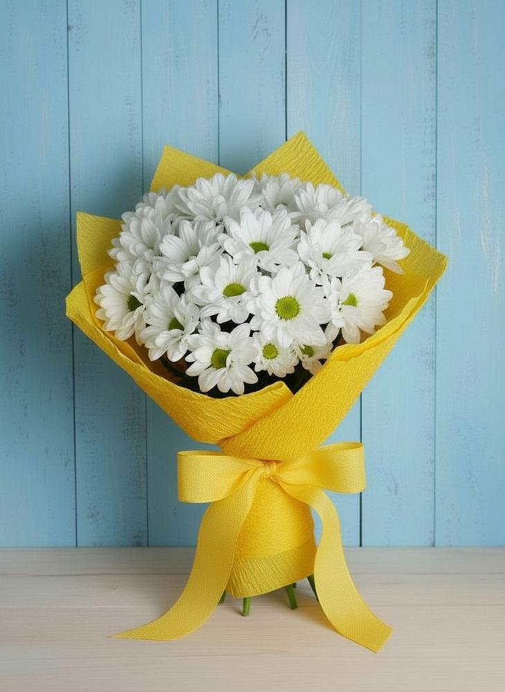 Букет Застенчивые лепестки в Темиртау Букет цветов из: Хризантемы в Темиртау