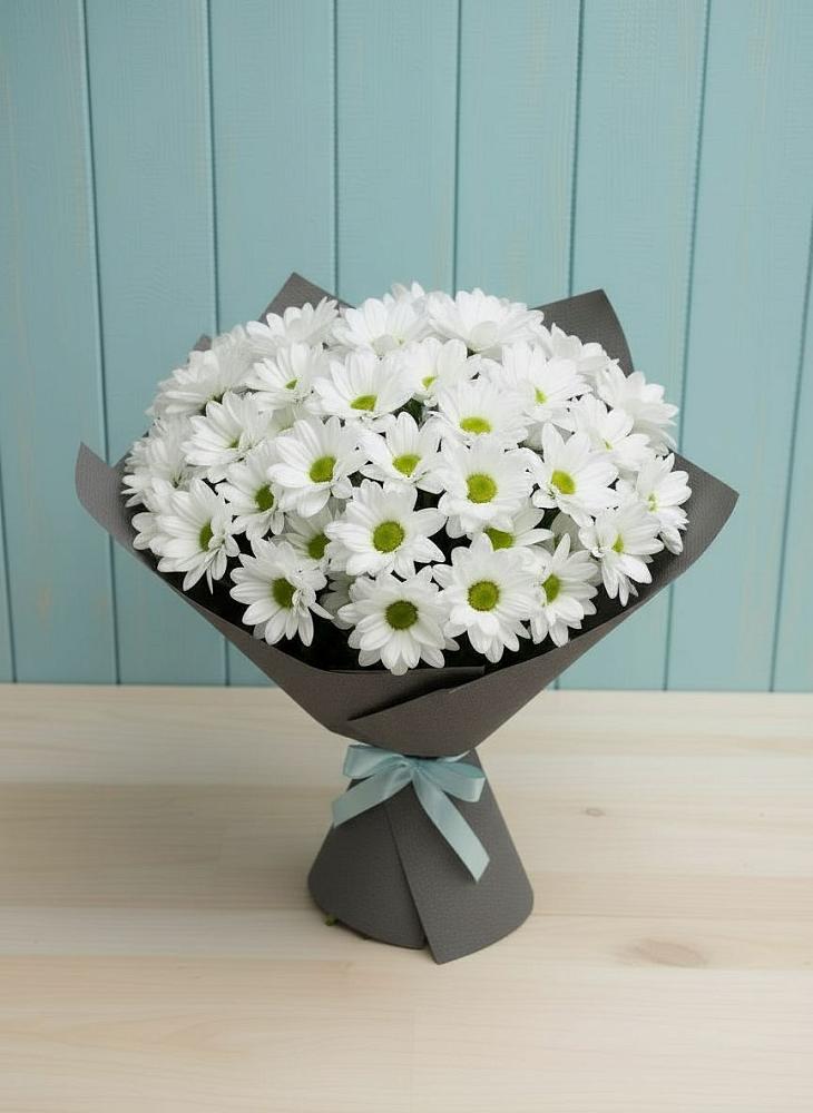 Букет белые хризантемы в Темиртау Букет цветов из: Хризантемы в Темиртау