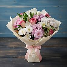 Букет цветов из:  Хризантемы, Альстромерии и Розы в Темиртау