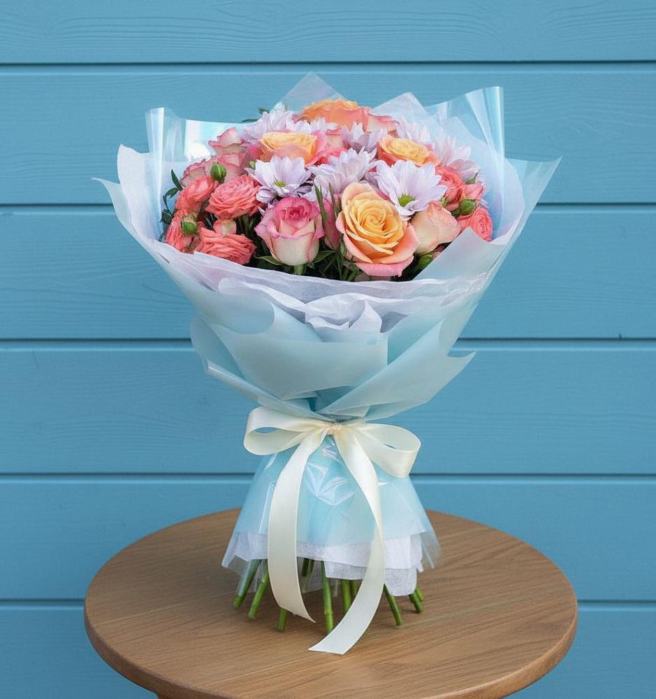 Букет цветов из: Хризантемы и Розы в Темиртау