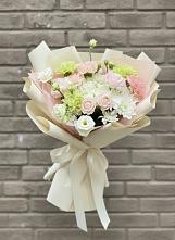 Букет цветов из:  Гвоздики, Розы, Лизиантусы и Хризантемы в Темиртау